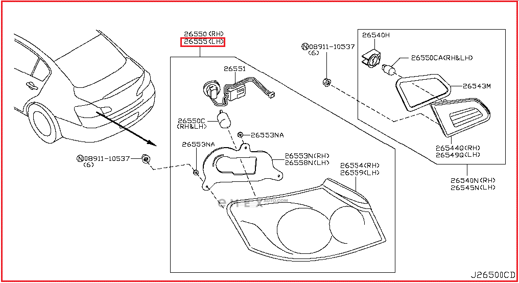 OEM HEADLAMP ASSY 26555JK00D