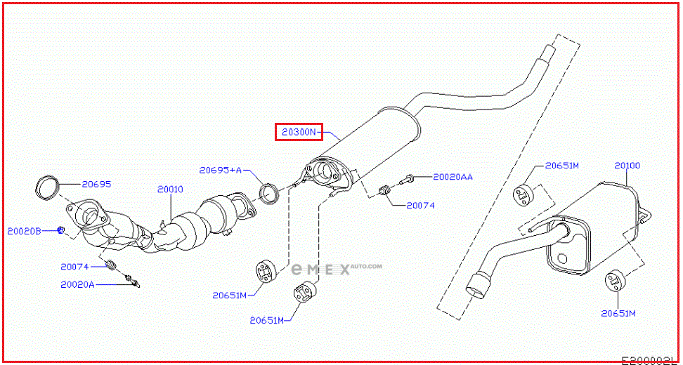 OEM EXHAUST PIPE, MUFFLER 203009U21A