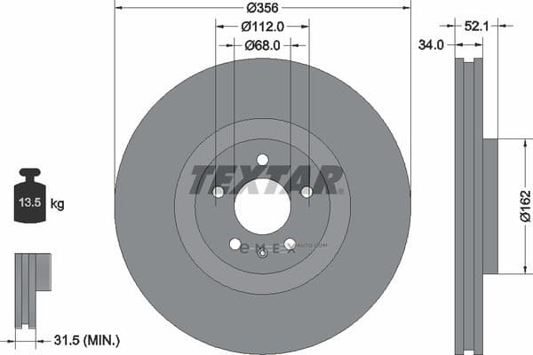 OEM BRAKE DISC-FR/AUDI A6 (4G2,C7) 92238205