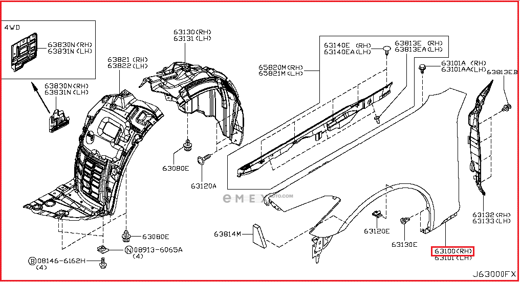 OEM FENDER COVER, MOLDING F31001MEMA