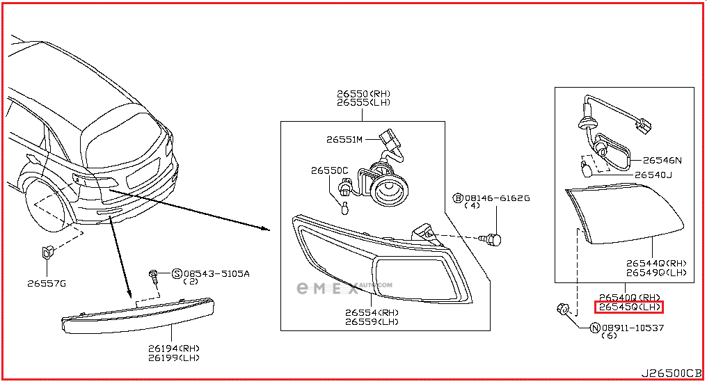 OEM LAMP ASSY, REAR 26545CL00A