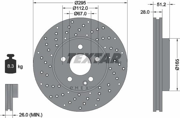 OEM BRAKE DISC,VENTED FRT-B(W246) 92257503