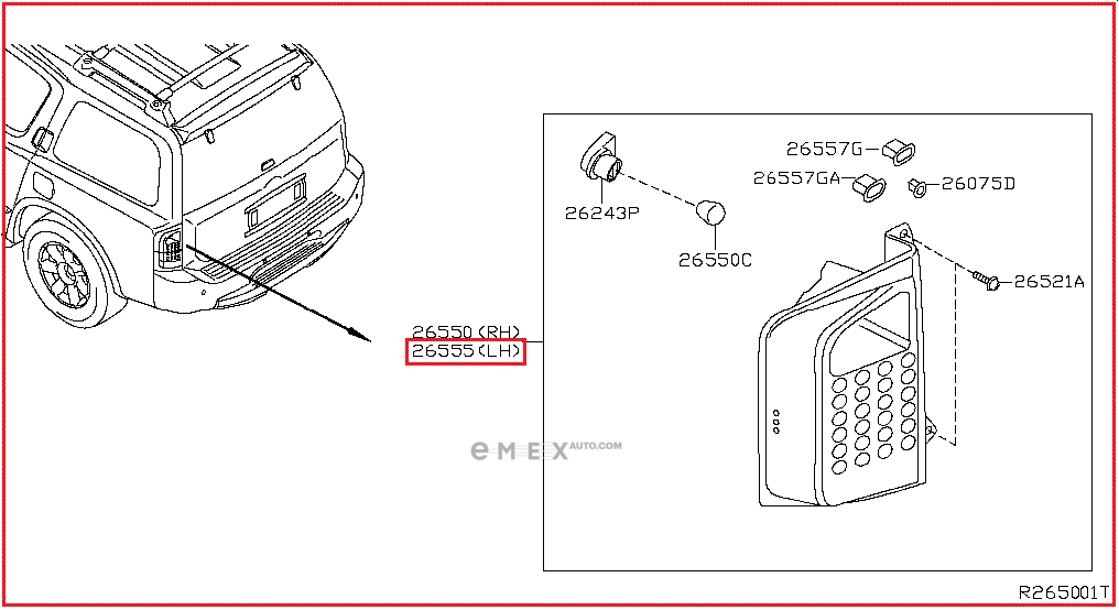 OEM LAMP ASSY, REAR 26555ZQ50A