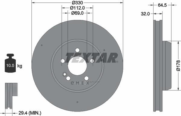 OEM BRAKE DISC FRT-C(W205) 92331105