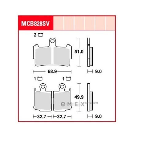 OEM PAD KIT, DISC BRAKE MCB828SV