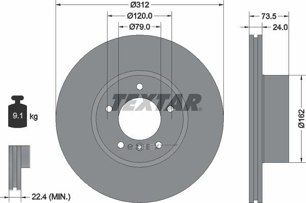 OEM BRAKE DISC FRT BMW E90/320,325,325IX/31.2CM 92176103