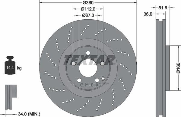 OEM BRAKE DISC,VENTED-FRT CLS(C218 92283905