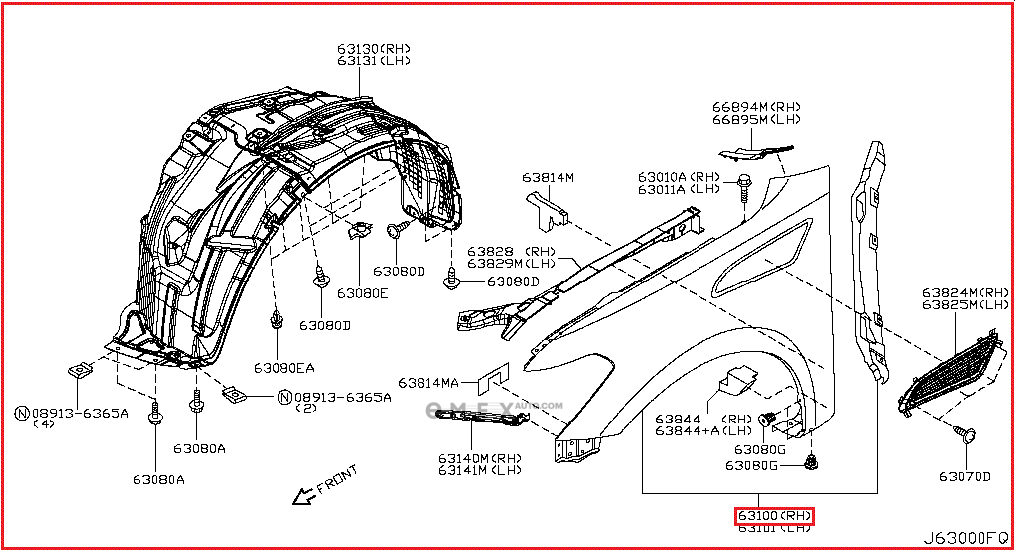 OEM FENDER COVER, MOLDING 631001V90A