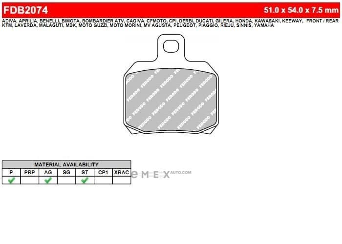 OEM PAD KIT, DISC BRAKE FDB2074EF