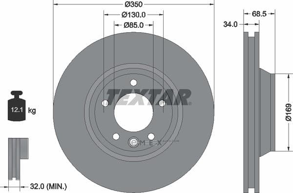 OEM BRAKE DISC/FRT/RH/AUDI-Q7 92121800