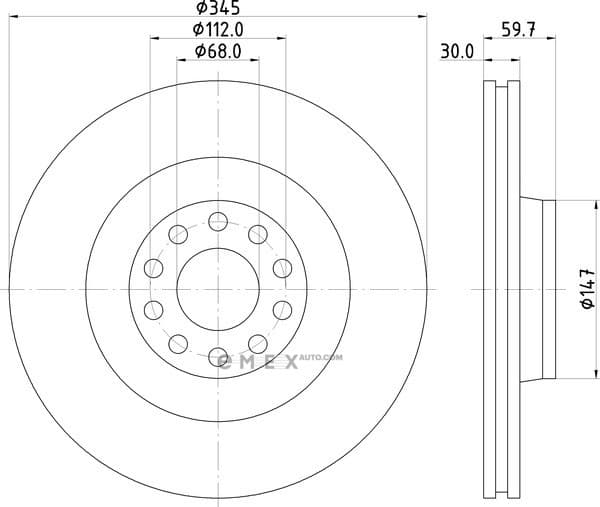 OEM BRAKE DISC-FR/AUDI A8(4D2,4D8) 92112505