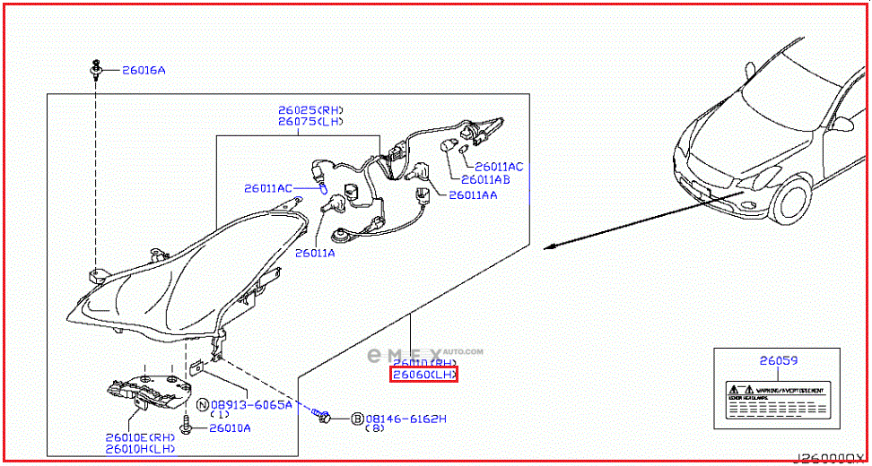 OEM HEADLAMP ASSY 260601BJ1B