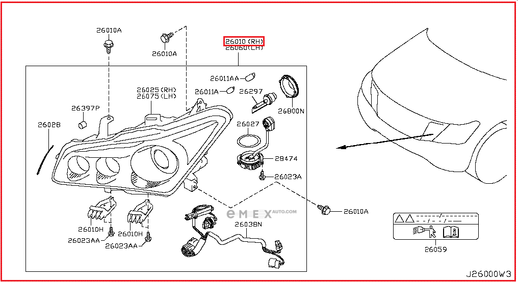 OEM HEADLAMP ASSY 260101LA6A