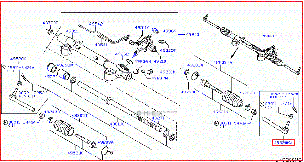 OEM END ASSY, TIE ROD STEERING D8640EG00C