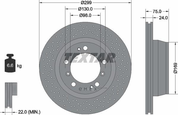 OEM BRAKE DISC-RR/PORSCHE-911(996) 92100107