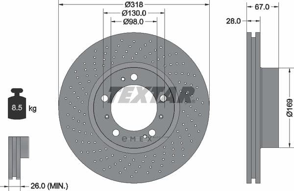 OEM BRAKE DISC-FRT/LEFT/CAYMAN 92099907