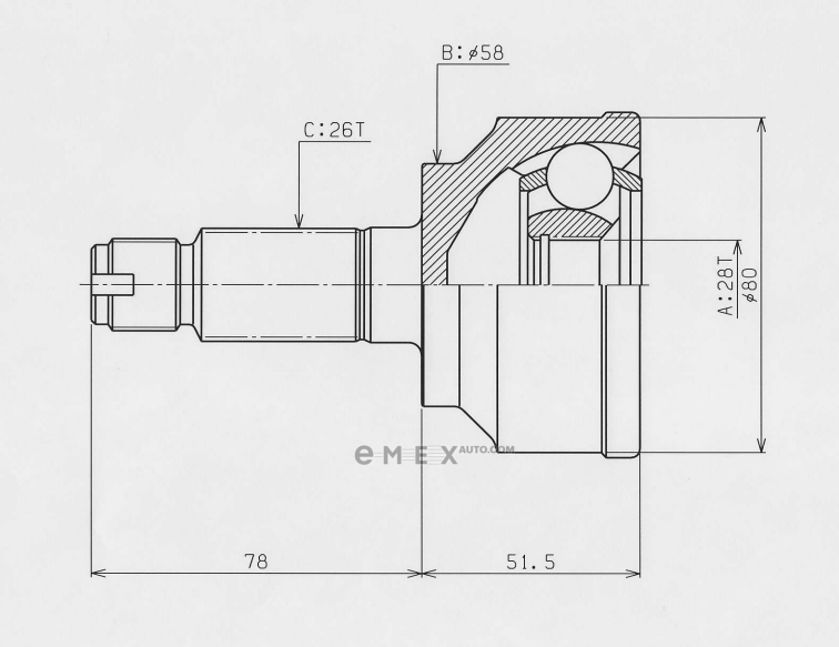 OEM JOINT ASSY, DRIVE SHAFT HO065