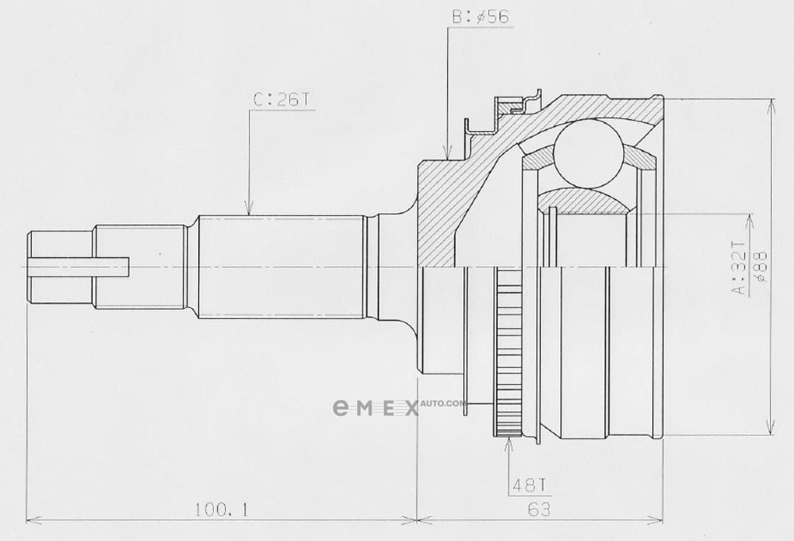 OEM CV JOINT(32*56*26*80.0) TO027A48