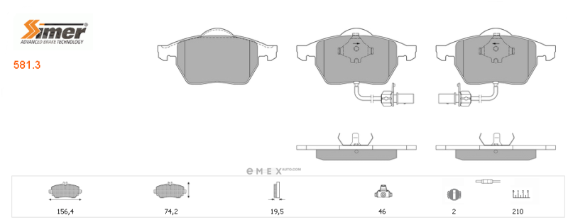 OEM BRAKE PAD SET FRONT-W/SENSOR 5813