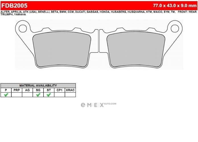 OEM PAD KIT, DISC BRAKE FDB2005EF