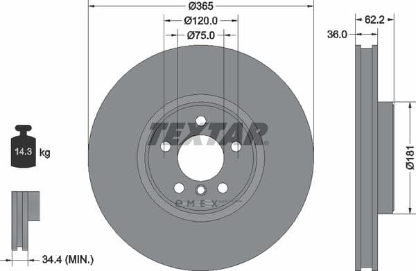 OEM BRAKEDISC FR/E70-X5 4.8/X6 92161005