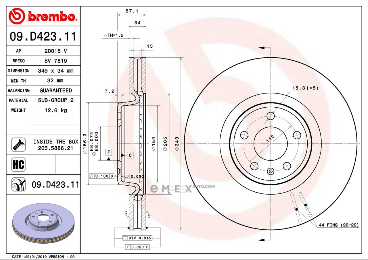 OEM BRAKE ROTOR 09D42311