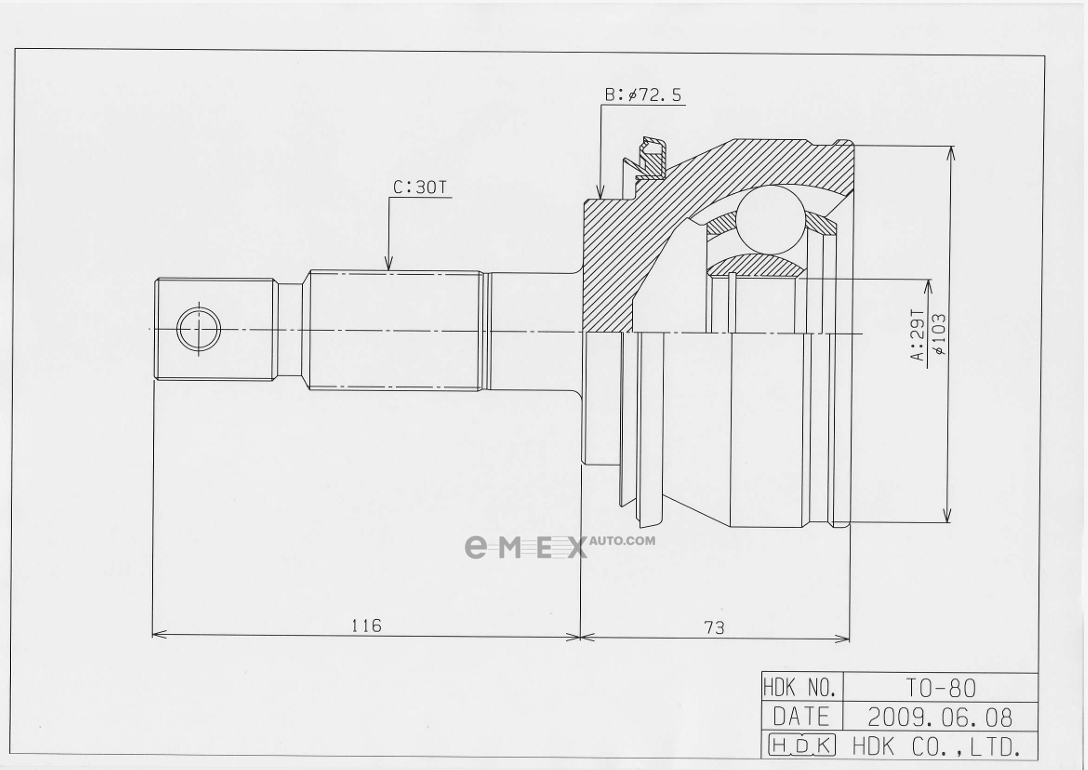 OEM JOINT ASSY, DRIVE SHAFT TO080