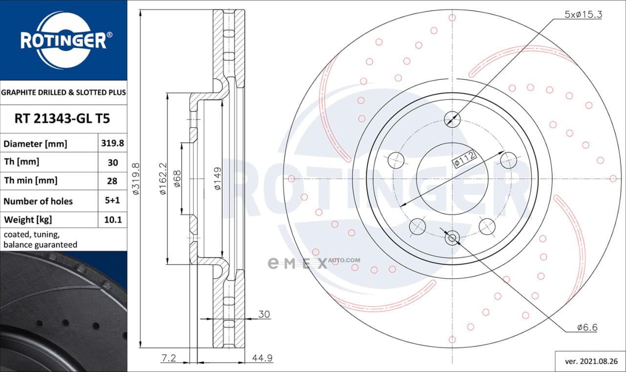 OEM BRAKE ROTOR RT21343GLT5