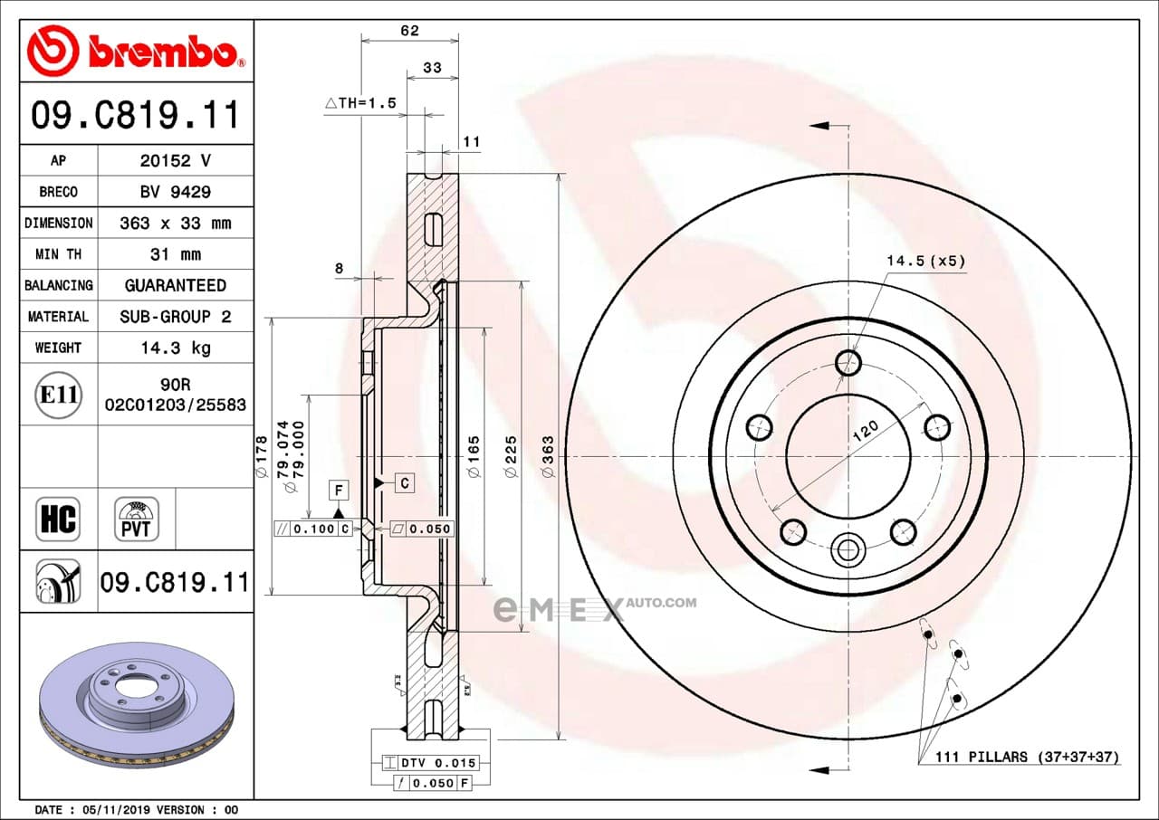 OEM BRAKE ROTOR 09C81911