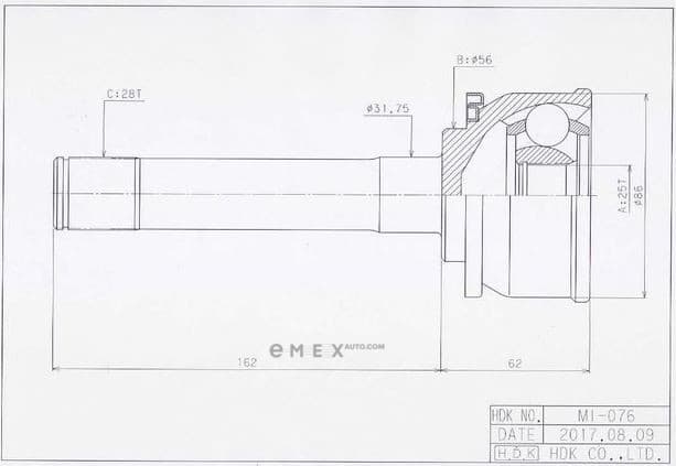 OEM JOINT ASSY, DRIVE SHAFT MI076