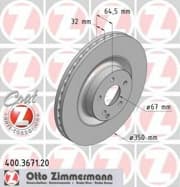 OEM BRAKE DISC FRT DB W219,W211/550 400367120