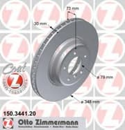 OEM BRAKE DISC FRT BMW E90,93/330I/06->/34.80CM 150344120